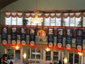BC Book Prizes banners designed by David Lester hang at Government House, Victoria, B.C., official residence of the Lieutenant Governor and the ceremonial home of all British Columbians since 1957.